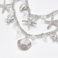 Iron Curb Chain Tiered Necklaces&nbsp;NJEW-WH0002-06P