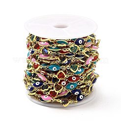 Handmade Brass Evil Eye Enamel Link Chain&nbsp;CHC-I045-21G