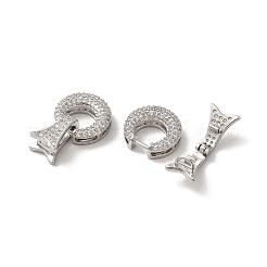 Brass Micro Pave Clear Cubic Zirconia Fold Over Clasps&nbsp;KK-M243-13P
