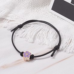 Flower Acrylic Enamel Beads Adjustable Cord Bracelet for Teen Girl Women&nbsp;BJEW-JB07047