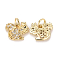 Autumn Theme Brass Micro Pave Clear & Black Cubic Zirconia Charms&nbsp;KK-Z024-02G