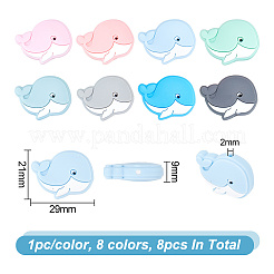8Pcs 8 Colors Dolphin Food Grade Eco-Friendly Silicone Beads&nbsp;SIL-GO0001-10