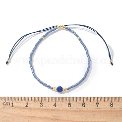 Adjustable Natural Lapis Lazuli Braided Bead Bracelets&nbsp;BJEW-F391-A10