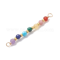 Chakra Natural Malachite & Yellow Opal & Amethyst & Carnelian & Lapis Lazuli & Rhodonite & Apatite Faceted Round Beaded Connector Charms&nbsp;PALLOY-JF04565-03