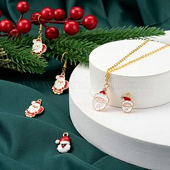 40Pcs 4 Style Christmas Theme Light Gold Alloy Enamel Pendants&nbsp;ENAM-LS0001-61