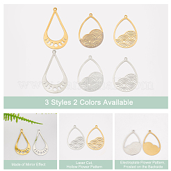 12Pcs 3 Style 201 Stainless Steel Pendants&nbsp;STAS-DC0001-62
