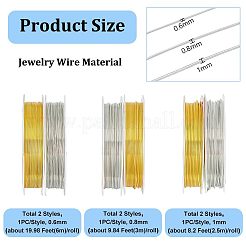 6 Rolls 6 Style Round Copper Jewelry Wire&nbsp;CWIR-FG0001-01A