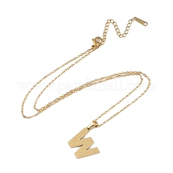 Ion Plating(IP) Initial Letter 304 Stainless Steel Pendant Necklaces&nbsp;NJEW-M199-01G-W