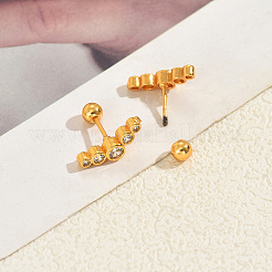 Geometric Brass Pave Clear Cubic Zirconia Stud Earrings&nbsp;GE7127