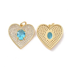 Heart Brass Micro Pave Cubic Zirconia Pendants&nbsp;KK-G435-02G