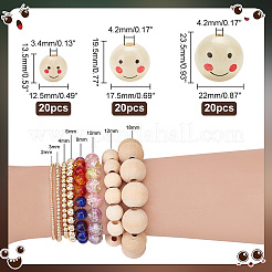 60Pcs 3 Styles Printed Wooden Beads&nbsp;WOOD-PH0002-64