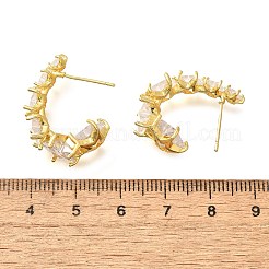 Star Brass Micro Pave Clear Cubic Zirconia Stud Earrings&nbsp;EJEW-R018-02G
