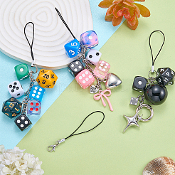 Alloy Star Dice & Resin No.8 Billiard Mobile Straps&nbsp;HJEW-SW00275