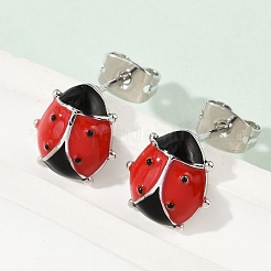 Brass Enamel Stud Earrings for Women&nbsp;EJEW-A126-04P