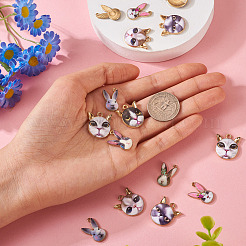 16Pcs 8 Style Rack Plating Alloy Enamel Pendants&nbsp;ENAM-TA0001-48