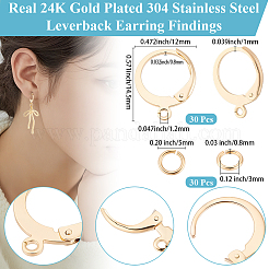 30Pcs 304 Stainless Steel Leverback Earring Findings&nbsp;STAS-BBC0009-21