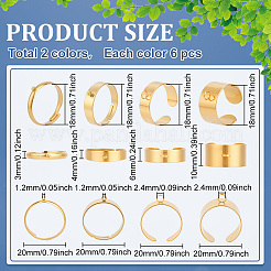 16Pcs 4 Styles 304 Stainless Steel Loop Ring Bases&nbsp;STAS-ME0003-09