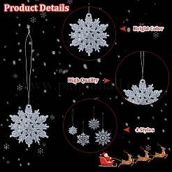 36Pcs Snowflake Plastic Pendant Decorations&nbsp;DIY-CP0013-33B