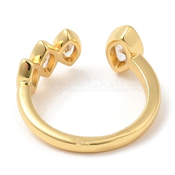 Rack Plating Brass Pave Clear Cubic Zirconia Open Cuff Rings for Women&nbsp;RJEW-Q770-31G