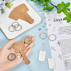 DIY Rectangle & Cross Blank 201 Stainless Steel Keychain Making Kits&nbsp;DIY-SP0002-27A
