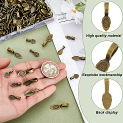250Pcs 5 Styles Tibetan Style Glue-on Flat Pad Bails&nbsp;TIBEP-GA0001-04A