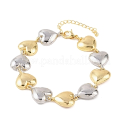 Heart Brass Link Chain Bracelets for Women&nbsp;BJEW-K248-04G