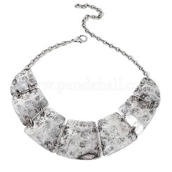 Vintage Boho Alloy & Iron Textured Trapezoid Bib Necklaces for Women&nbsp;WG7697B-01