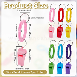 36Pcs 6 Colors Resin Sport Whistle with Bracelet&nbsp;AJEW-GO0004-15