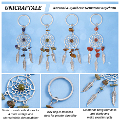 14pcs 7 style Natural & Synthetic Gemstone Keychain&nbsp;KEYC-UN0001-08