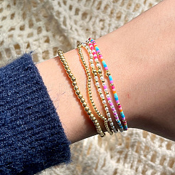 4Pcs 4 Styles Brass & Glass Seed Round Beads Stretch Bracelets for Women&nbsp;DV1871-4