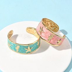 Ocean 304 Stainless Steel Enamel Cuff Bangles for Women&nbsp;BJEW-B159-03G