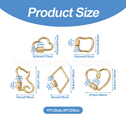 5Pcs 5 Styles Brass Screw Carabiner Lock Charms&nbsp;KK-FW0001-12