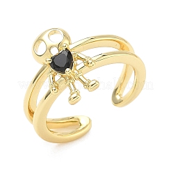 Brass Micro Pave Cubic Zirconia Cuff Rings&nbsp;RJEW-G364-03G-01