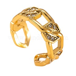 304 Stainless Steel Rhinestone Cuff Open Rings&nbsp;WG7ACF4-01