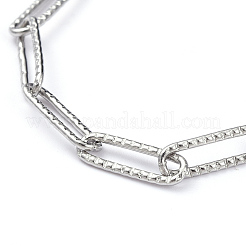Tarnish Resistant 304 Stainless Steel Textured Paperclip Chain Bracelets&nbsp;X-BJEW-JB05112