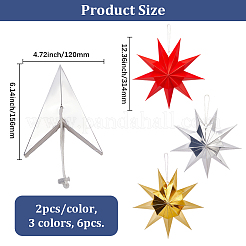 6Pcs 3 Colors Paper Star Pendant Decorations&nbsp;HJEW-GF0001-66A
