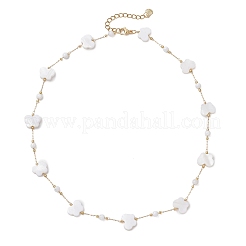 304 Stainless Steel & Natural White Shell Butterfly Cross Heart Link Chain Necklaces for Women&nbsp;NJEW-JN05808
