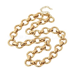 13MM 304 Stainless Steel Textured Round Ring Link Chain Necklaces&nbsp;NJEW-P349-01A-G
