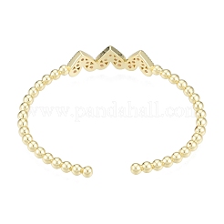 Cubic Zirconia Triple Heart Open Cuff Bangle&nbsp;BJEW-G651-09G-03