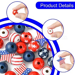 Painted Natural Wood Beads&nbsp;WOOD-YW0001-17