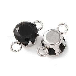 304 Stainless Steel Micro Pave Cubic Zirconia Connector Charms&nbsp;X-STAS-H240-50P-11