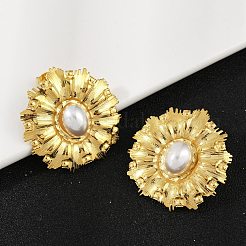 304 Stainless Steel Plastic Imitation Pearl Stud Earrings&nbsp;EJEW-U070-01G