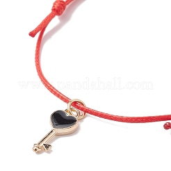 8Pcs 8 Style Heart & Skeleton Key Alloy Enamel Braided Bead Bracelets Set&nbsp;BJEW-JB09772-S