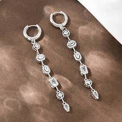 Brass Micro Pave Cubic Zirconia Hoop Dangle Earrings&nbsp;KK-CBA8324-09P