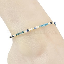 Natural Rainbow Moonstone & Kyanite & Apatite Faceted Round and Potato Natural Pearl Beaded Anklets&nbsp;AJEW-AN00855-04