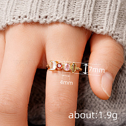 Oval & Horse Eye & Rectangle Brass with Colorful Cubic Zirconia Finger Rings&nbsp;FS-WGD0B16-04