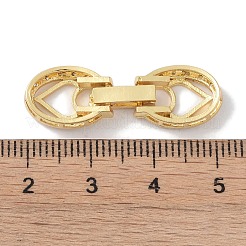 Rack Plating Brass Micro Pave Clear Cubic Zirconia Fold Over Clasps&nbsp;KK-NH0002-03A-G