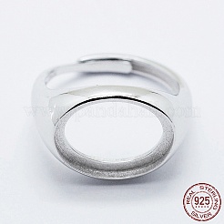 Anti-Tarnish Rhodium Plated 925 Sterling Silver Finger Ring Components&nbsp;STER-G027-12P