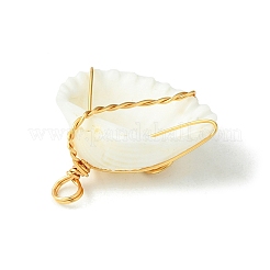 Natural Shell Copper Wire Wrapped Pendants&nbsp;PALLOY-TA00080