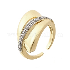 Brass Micro Pave Clear Cubic Zirconia Cuff Rings for Women&nbsp;RJEW-G347-04G